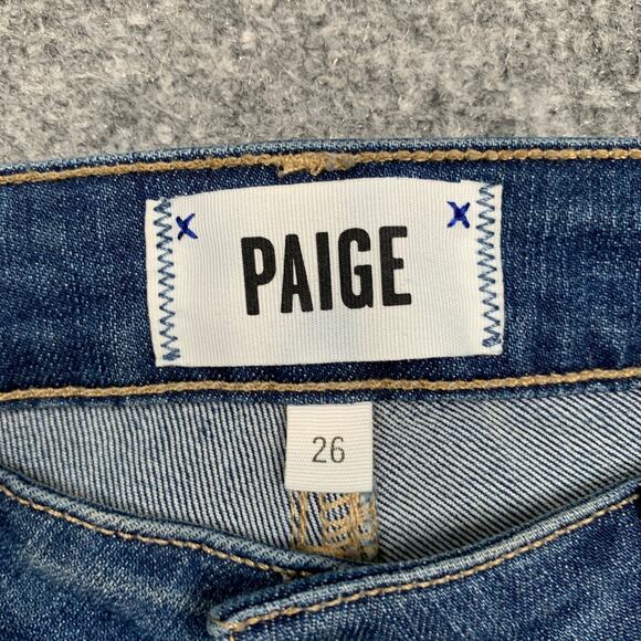 Paige Jeans Womens 26 Nottingham Two Tone Verdugo Ankle Skinny Fringe Hem Denim - Picture 5 of 13